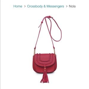BRAND NEW crossbody saddle bag in sangria